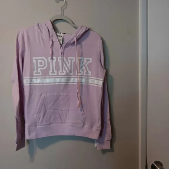 PINK Victoria's Secret Lilac Zip Hoodie with White Logo - Picture 8 of 10